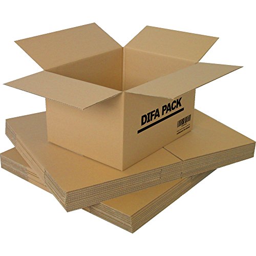 DIFA Pack de 12 Cajas de Cartón - Alta Calidad, Resistente - Cajas de Mudanza - Fabricadas en Europa - Tamaño 440 x 310 x 260 mm - Cajas Mudanza, Cajas Almacenaje, Cajas carton