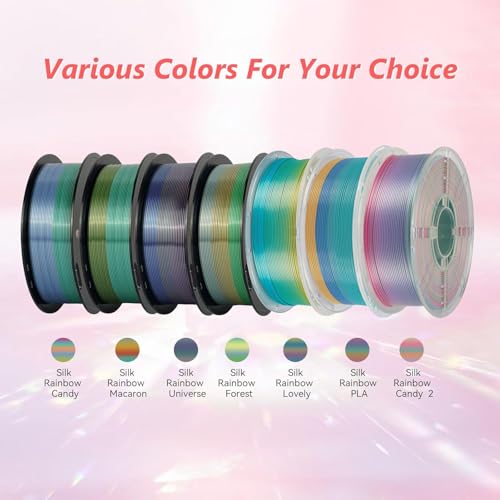 Image of Kingroon Silk Rainbow 3D Printer Filament PLA, Multicoloured PLA Filament, Dimensional Accuracy + /- 0.03 mm, 1 kg Spool (2.2 lbs), 1.75 mm, Silk Rainbow Forest Hues