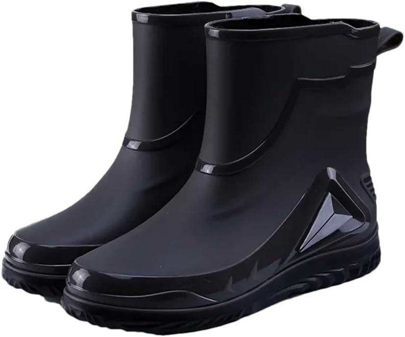 Men's Waterproof Rain Shoes Outdoor Non-Slip Work Shoes Fleece Lined Cotton Warm Rain Boots Kitchen Footwear