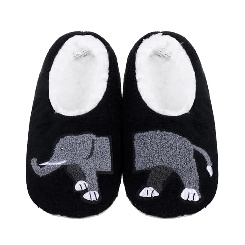 Image of ZYZX Cute Slipper Socks with Grips,Cozy Soft Sole House Slippers for Women | Animal Pattern Warm Safe Non Slip Fleece-lined Fluffy Fuzzy Socks Indoor for Adult,Easy to Wash,Gifts