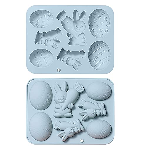 Ostern Hase Osterei Silikonform Kuchen Dekorieren Form Hasenform Backform Osterei Schokolade Silikonform Osterdeko Kuchen Deko DIY Kuchen Süßigkeiten Backformen Tortedeko, Ostern (Blue, One Size)