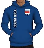 Fußball WM Fanshirt Gruppen Fanfest Herren Hoodie Männer Kapuzenpullover Fan Trikot Costa Rica, Größe: M,Royal Blau