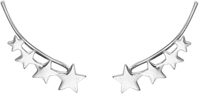 SLUYNZ 925 Sterling Silver Star Crawler Earrings Cuff for Women Climber Earrings Wrap