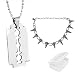 Produktbild PPX 2 Stück Maenner Edelstahl Rasierklinge- Anhaenger Ketten Halskette und Metal Spikes Bolzen Nieten Punk Goth Halskette Choker Kragen für Damen Hip-pop,mit Aufbewahrungsbox