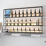 ICEMOB Kreativität Weinflaschenhalter/Barregal,Weinregal Wand Mit Stielglasständer,Flaschenregal Metall,Weinständer Für Küche, Esszimmer,Zuhause,Fachmann Flaschenaufbewahrung,3 Layers 200CM