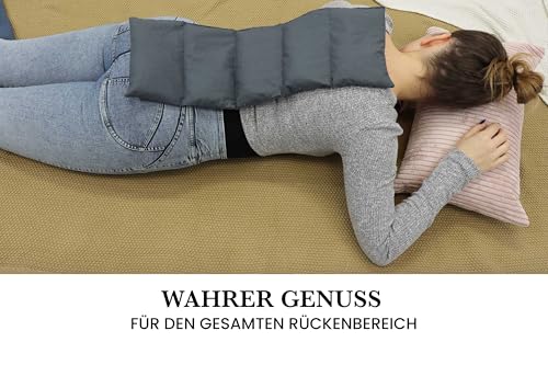 Amilian Kirschkernkissen, 55 x 20 cm, Wärmekissen, Wärmekompresse, Kornkissen, Kirschkernbeutel, Kirschkern, Kissen für Kinder und Erwachsene, perfekt als Massagekissen, Kühlkissen, Anthrazit