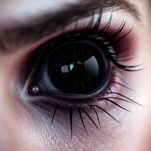 Lentes de contacto pretas e lentes de contacto certificadas - lentes de contacto diárias assustadoras para o Halloween e Carnaval - sem receita - Vampiro e Drácula (preto)