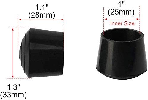 12 Pieces Rubber Chair Leg Caps, Chair Caps, Chair Tips, 1 inch Chair Caps Legs for Indoor Home Outdoor Patio Garden Office Round Chair Leg, Black