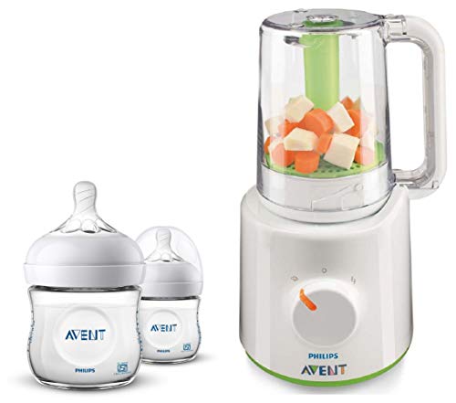 Philips Avent Combined Steamer and Blender with Philips Avent Natural 2.0 Bottle 125ml Pack of 2 India SCF030/20