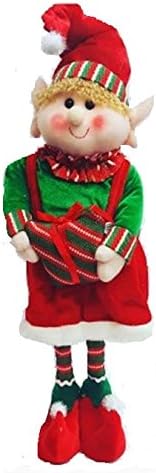 STARMO Girl Elf Extendable Legs Christmas Decorations Approx 42-65cm Green & Red