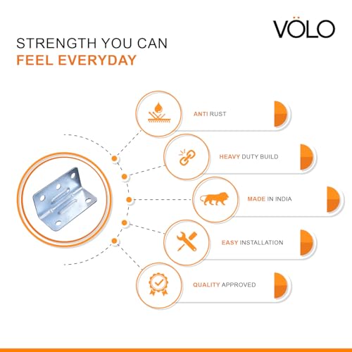 Image of Volo L Angle Bracket for Reinforcing Chairs /Tables - Shelf Bracket 25mmx25mm Zinc Plated, L Shape Bracket for Solid Shelf Support, Joint Right Corner Brace (1 x 1 Inch) (25mm (1 inch), 12)