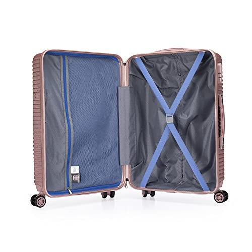 Kit 2 Malas de Viagem Executivo Swissport ABS Resistente Cadeado Giratória 360° (Rose)