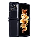  KVIBEO Coque pour Samsung Galaxy Z Flip 3, Métallique Protection Housse avec Supporte La Charge sans Fil Antichoc Protection Case,Noir