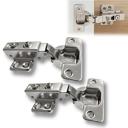 2x Dobradiça Baixa 35mm Reta C/Amortecedor Pistão Porta de Armário Cozinha Guarda Roupa Móveis de Ma