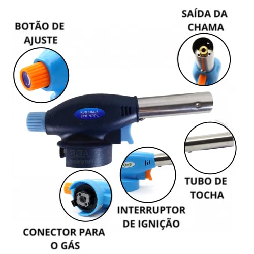 Kit 2 Maçarico Profissional Portátil Culinário Gourmet Regulagem Chama