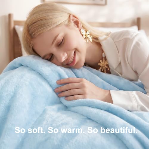 Miniatura 3 de Wavve Manta Polar Franela De Microfibra, Manta De Sofá, 130 X 150 Cm, Color Azul Claro, Manta De Sofá Para 1 Persona, Manta De Piel Pequeña, Cálida Y Suave De Felpa
