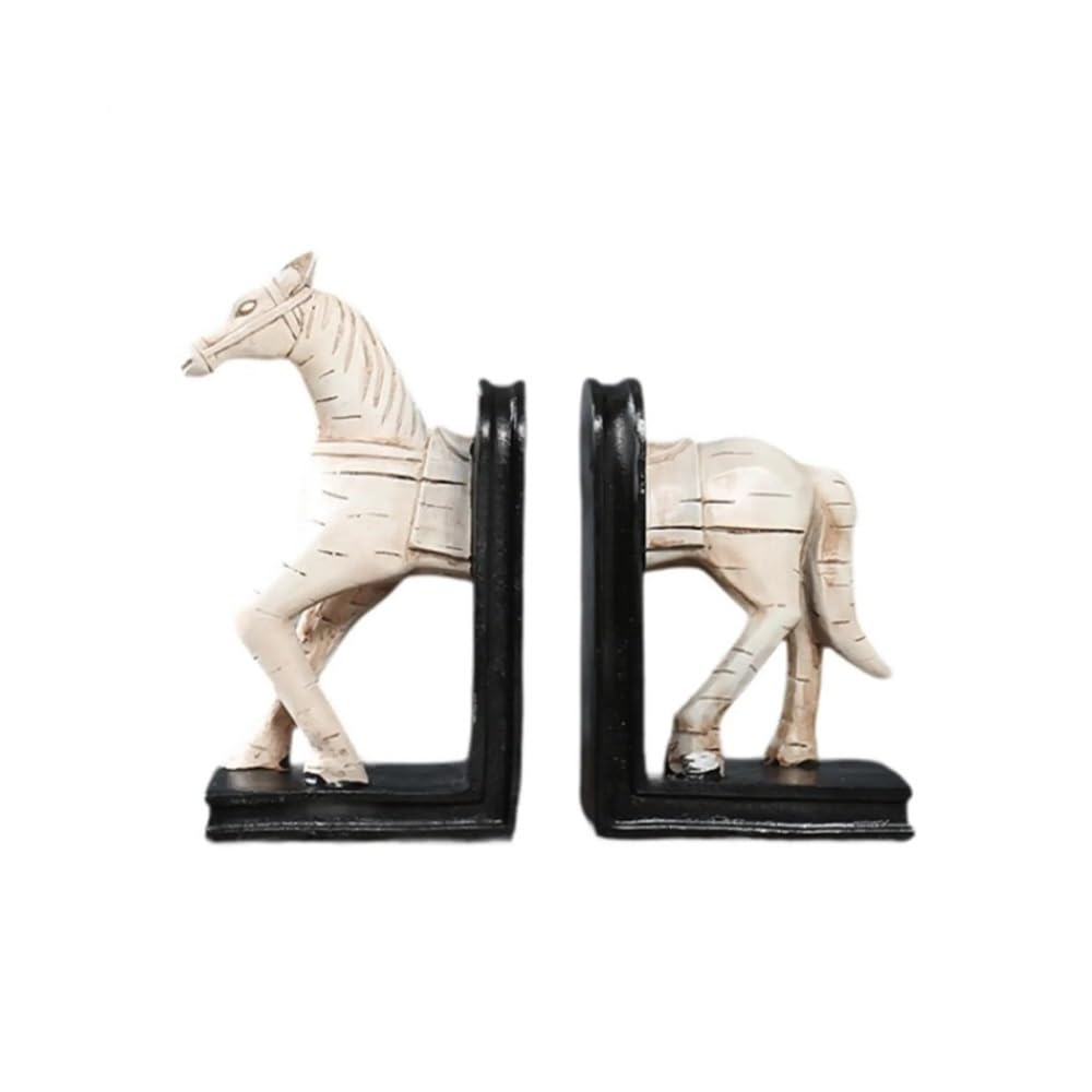Bookends for Shelves Bookends Horse Decorative Sculpture for Study Rooms Living Room Office Bookshelf Holder Stand