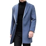 [YJSO] コート メンズ 冬 ビジネス 膝上 ジャケット チェスターコート メンズ 大きいサイズ ゆったり ロング 防寒 暖かい 通勤 紳士服 冬コート 秋冬 冬服 無地 長袖 ビジネス オシャレ ビジネスコート 冬コート ブルー L 防寒着 大きいサイズ