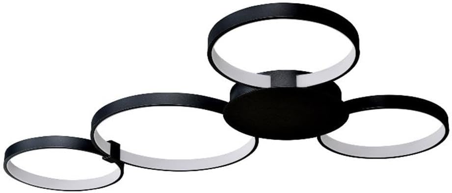 Pemberly Row 43" Aluminum Flush Mount LED Ceiling Fixture, Black Finish, Integrated Dimmable LED, Modern Four-Ring Design, ETL Certified Light for Sophisticated Interiors