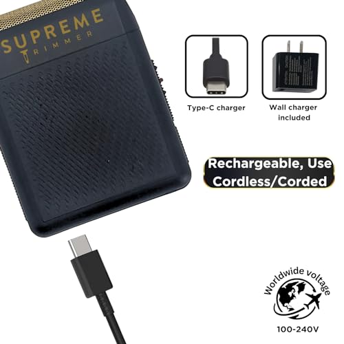 Supreme Trimmer Solo Mens Single Foil Shaver STF101 (150 Min Runtime) Cordless Powerful USB-C Mini Size Travel Razor for Barbers, & Home use |Black - Image 6