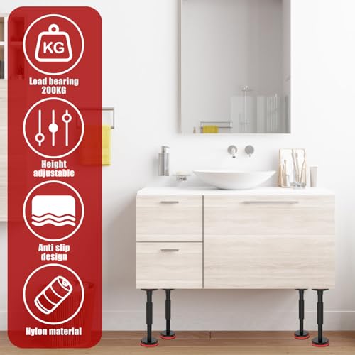 Teleskop Stützstange Teleskopstangen Stützsystem Teleskopstütze,Verstellbares Stützsystem Unterstützt bis zu 200 kg 18-45 cm für Schrank Sofa Waschbecken (2 Stück)