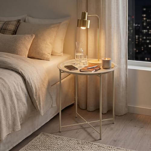 VECELO Side/End Table, Folding Round Metal Anti-Rust and Waterproof Outdoor or Indoor Tray for Living Room Bedroom Balcony and Office, 2 PCS, Grey by VECELO - Image 6