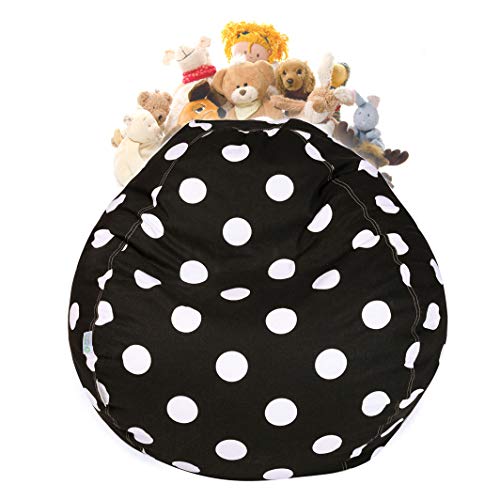 Majestic Home Goods Large Polka dot Storage Bean Bag, Black
