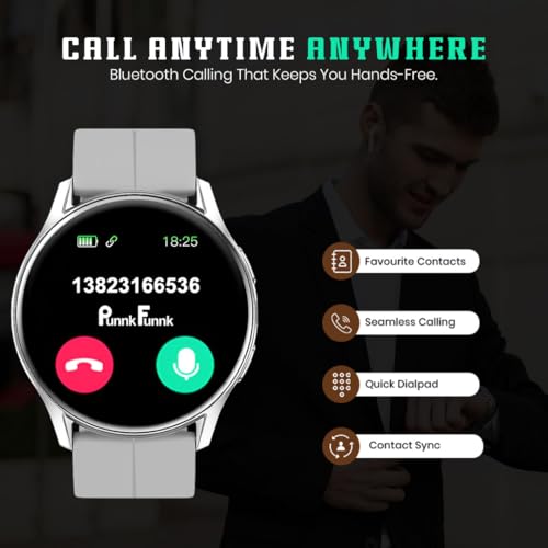 Image of PunnkFunnk Active 5 Smart Watch with 1.3 inch AMOLED HD Display | Bluetooth Calling, AI Voice Assistant, 100+ Sports Modes, Heart Rate & SPO₂ Tracking, IP68 Waterproof for Men & Women- (Grey)