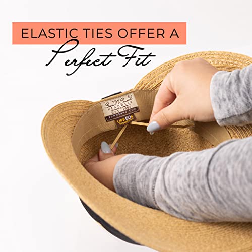Sun 'N' Sand Women's Straw Hat - Sun Hat With Uv Protection - Panama Hats For Women - Adjustable Maya Beach Hat - Summer Hats For Women - 4" - Black #TOP2