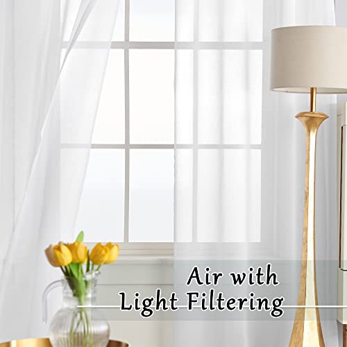 MAIHER Faux Linen Extra Long Curtains 132 Inches Long, Sheer Light Filtering High Ceiling Curtains for High Living Room,Grommet (White, 50" W x 132" L, 1 Panel) by MAIHER - Used condition - Image 5