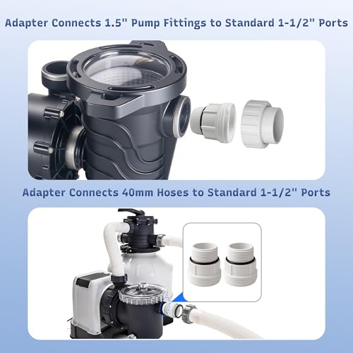 RELAAX WATER 1 1/2 Inch PVC Conversion Adapter, Thread Conversion Adapter fits LINGXIAO Relaax130-VS, 1.5in Pool Conversion Adapters Kit Compatible with Above Ground Pool Pumps Connectors (2 Pack) by RELAAX WATER - Image 5