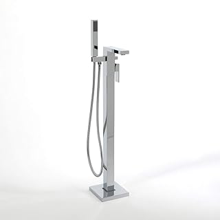 Milano Arvo - Modern Freestanding Bath Shower Mixer Tap Hand Shower Handset - Chrome