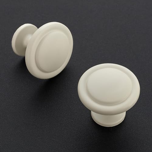 image for Ravinte 10 Pack 1-1/4 Inch Kitchen Cabinet Knobs White Frosted Zinc Pu