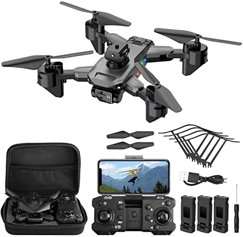 PETELLA Drones with 4K Dual Camera for Adults Kids Beginners ,360° Intelligent Obstacle Avoidance,WiFi FPV Video,Optical Flow Positioning Remote Control ESC One Key Start Landing Foldable RC Quadcopter Girls Boys Toys kids Gifts,3 Batteries