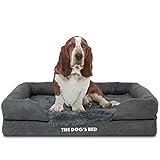 The Dog’s Bed Orthopedic Memory Foam Dog Bed with Bolsters, Fur Fabric, Grey Fur, L
