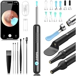 BEBIRD R1 Wax Removal Tool for Ear - Spade Ear Canal Cleaner with Camera 1080P Earscope, Wax Remove Ear Picker with Vari Replacement Tips, Camera with 6LED Light for Ear/Nose/Throat Examination, Black