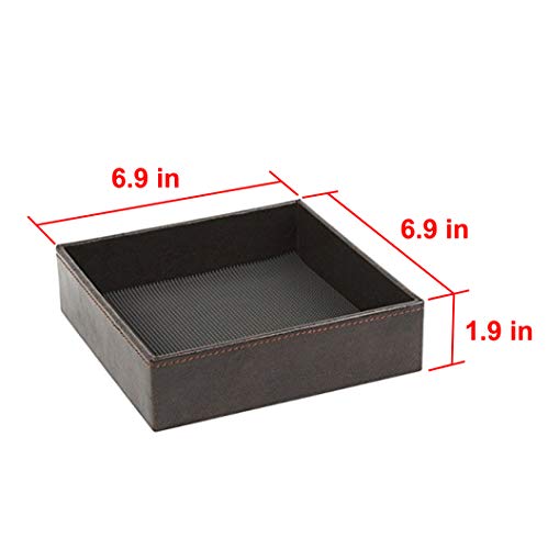 Jack Cube Leather Rubber Finger Scraper Mat Valet Tray Storage Tray Cosmetic Stationery Organizer Catch-All For Keys, Phone, Wallet, Coin, Jewelry And More(Brown, 6.9 X 6.9 X 1.9 Inches) - :Mk206B #TOP6