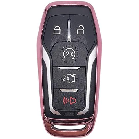 Soft TPU Remote Holder Skin Protector Key Fob Cover Case Fit for Ford Explorer Mustang F150 Edge Fusion Lincoln MKZ MKC 2013-2017 Key Fob, Rose Gold, S Cover