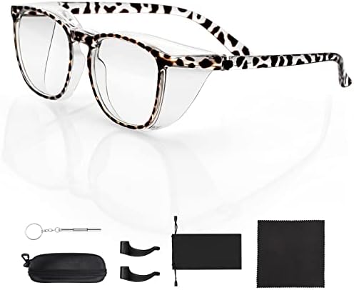 FORITOAST Safety Glasses for Women Men, Cute Stylish Anti Blue Ray,Fog,Dust Safety Goggles with Packaging Box Include Glasses Accessories Ideal for Men Women (Dark Brown)