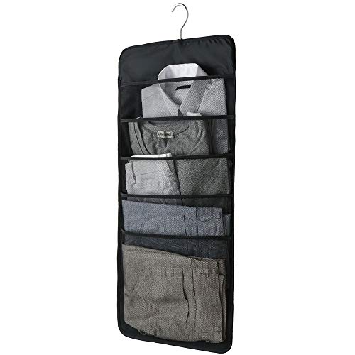 UNIKON 6 Pockets Hanging Closet Dual-Sided Organizer Hanging Toiletry Bag Book Shelf, Black