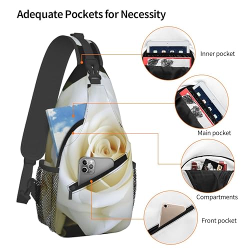 Mochila tipo sling negra con diseño floral y cierre de cremallera miniatura 3