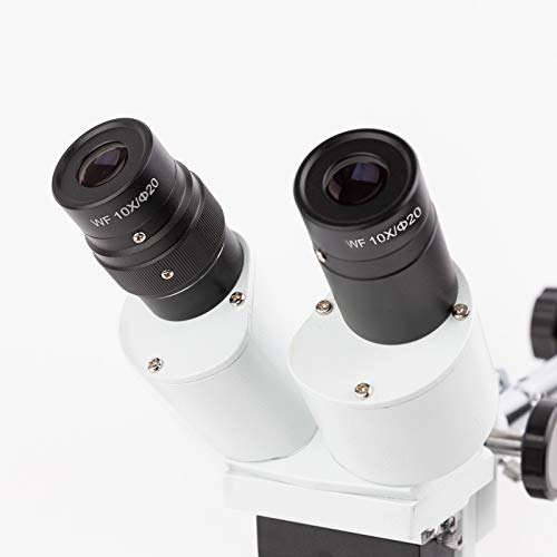 Image of AmScope SE400-Z Professional Binocular Stereo Microscope, WF10x and WF20x Eyepieces, 10X and 20X Magnification, 1X Objective, LED Lighting, Boom-Arm Stand, 110V-120V