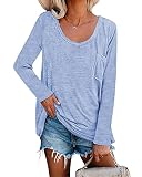 Ebifin Women's Casual Long Sleeve T Shirts Crew Neck Soft Loose Shirts Tunic Tops Sweatshirts with P