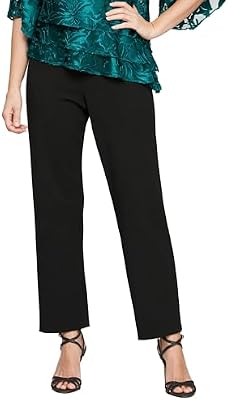 Alex Evenings Women's Slim Leg Dress Pant - Elegant Black Trousers for Petite, Regular, and Plus Siz...