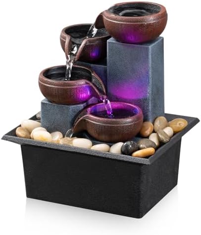 Tabletop Fountain 4 Level Small Waterfall Fountain Indoor Relaxin...
