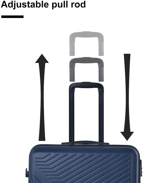 review 3 Piece Luggage Sets ABS Lightweight Suitcase with Two Hooks, Spinner Wheels, TSA Lock,Spinner Suitcase 20 inch 24 inch 28 inch (Navy)