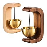 Türklopfer, 2 Stück Türglocken in Nussbaumfarbe und 1 Naturholztürglocke mit Starkmagneten und Klebeband, Türklingeln & Türglocken für Innenbereich, Hexenglocken Design