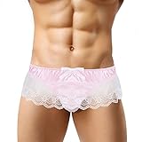レースミニスカートパンティーメンズアンダーウェアトーンセクシーパンティーゲイシシの下着 (Color : Pink, Size : M)