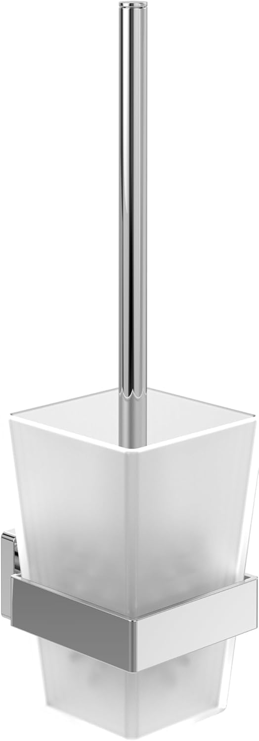 Villeroy & Boch Elements Striking Set Accesorios (3 en 1), Angular – Cromo | Set compuesto por gancho para toallas, portarrollos sin tapa, escobillero