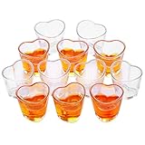 Jaepsing Heart-Shaped Shot Glasses - Set of 12, Perfect for Soju, Tequila, or Bulk Serving - Cute and Clear Design